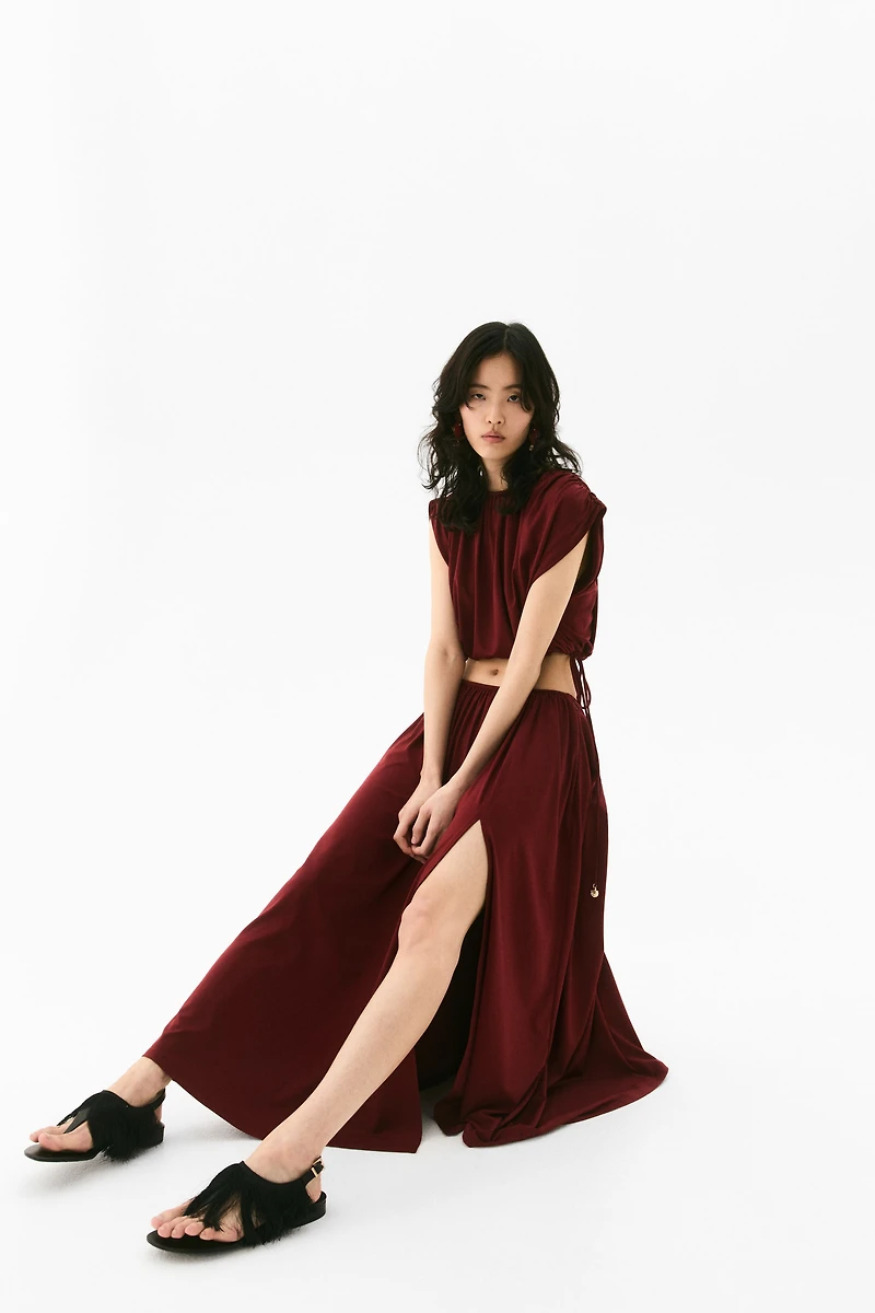 High-Slit Maxi Skirt