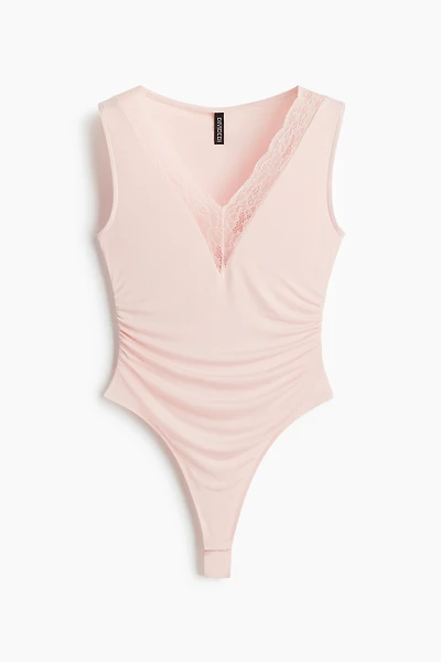Lace-Trimmed Thong Bodysuit