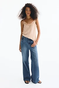 Lace-Trimmed Viscose Top