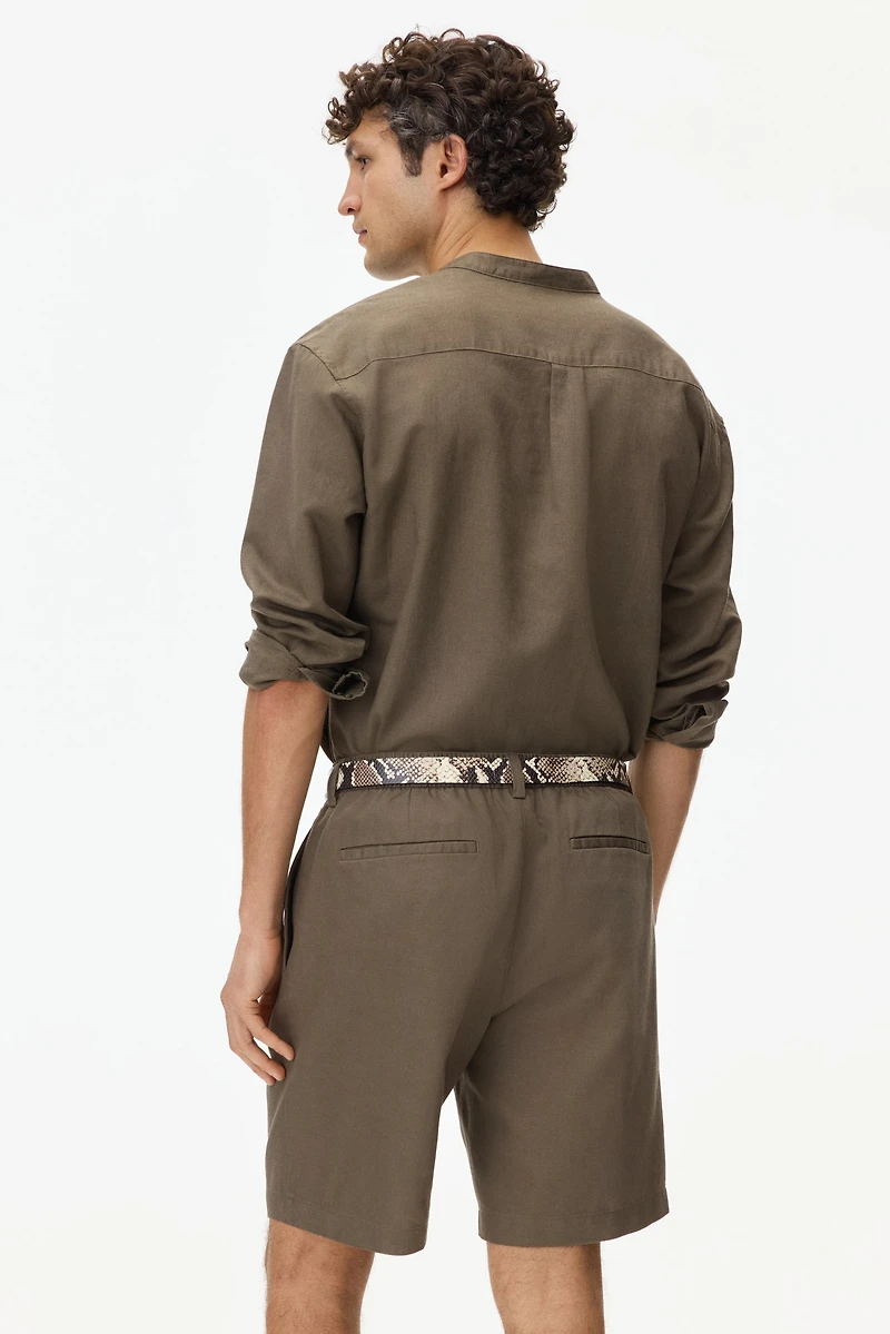 Short décontracté en lin mélangé