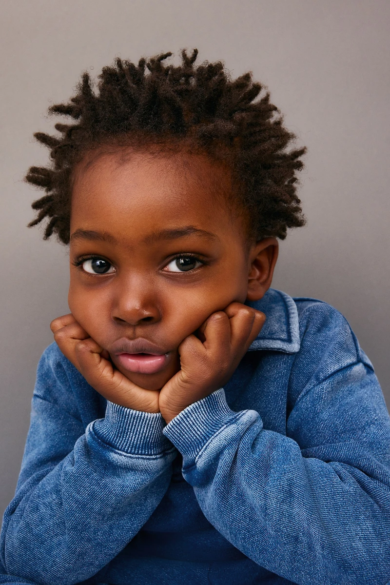 Cotton Sweatshirt Polo Shirt