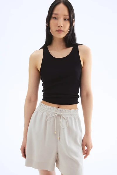 Linen-Blend Drawstring Shorts