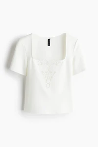 Top with Eyelet Embroidered Detail