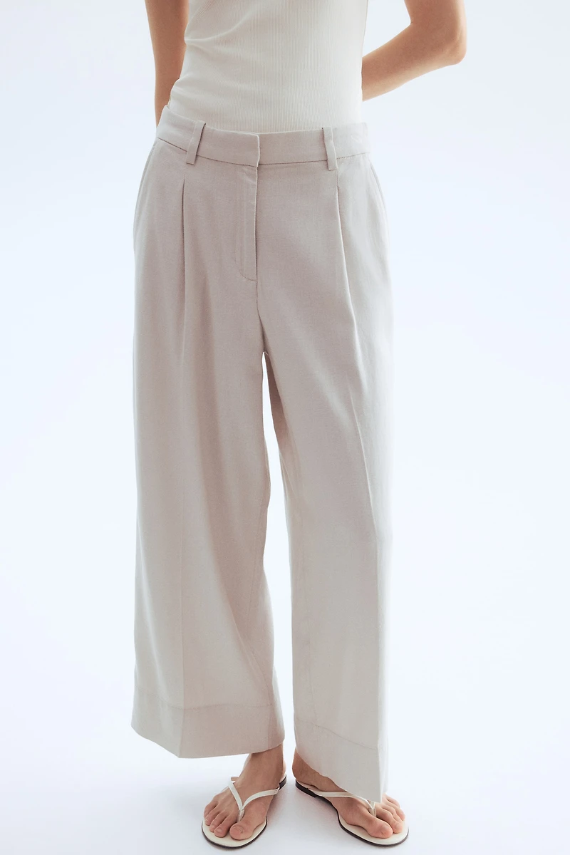 Pantalon large en lin mélangé