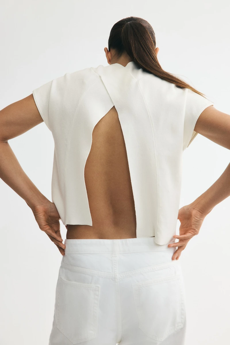 Fine-Knit Mock Turtleneck Top