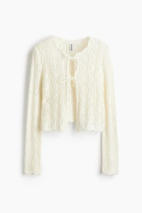 Gilet en tricot pointelle avec liens à nouer