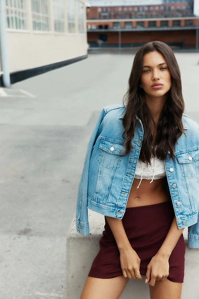 Linen-Blend Mini Skort