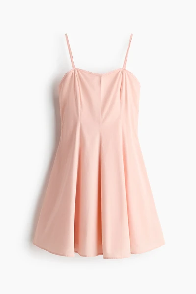 Poplin Dress with Flared Skirt