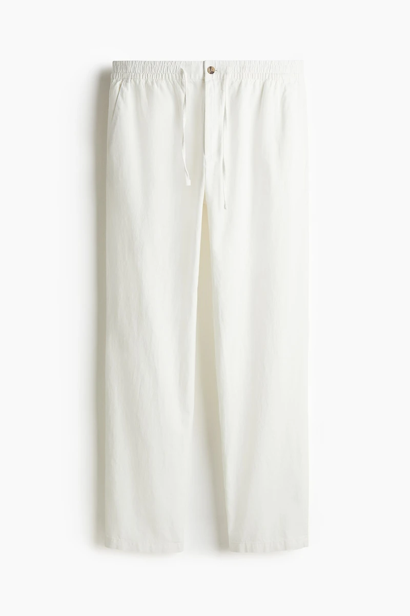 Regular-Fit Linen-Blend Pants