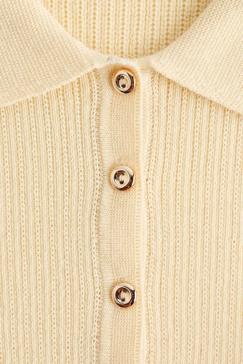 Rib-Knit Top with Collar