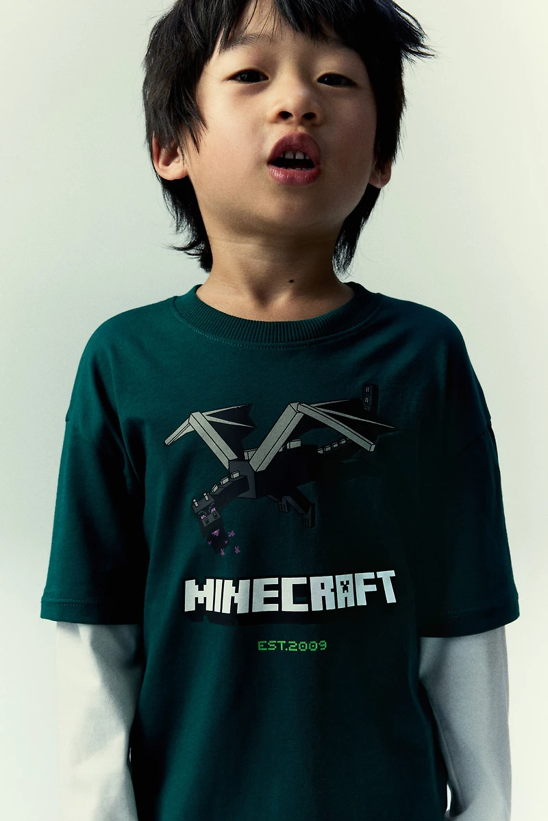 Cotton T-Shirt with Printed Motif