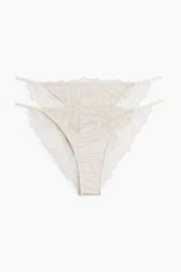Lot de 2 culottes Tanga en microfibre et dentelle