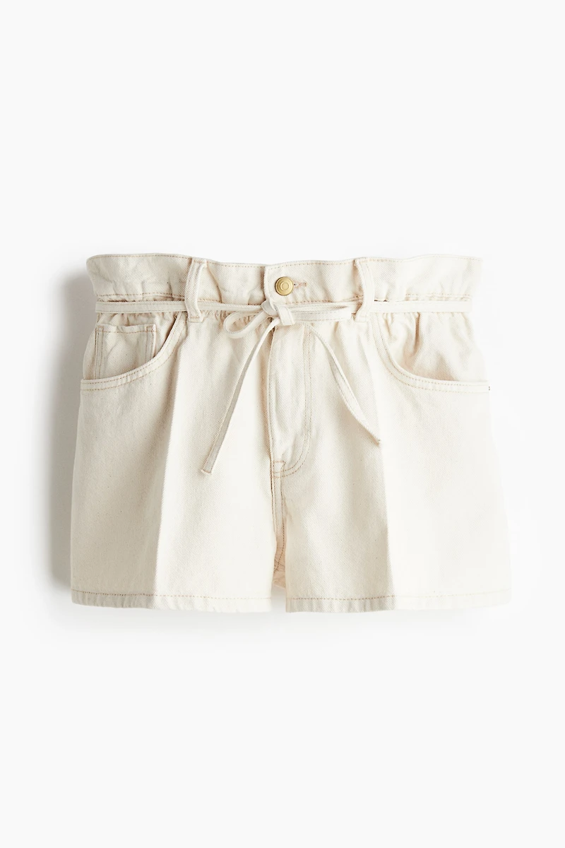 High-Rise Paper-Bag Denim Shorts