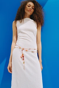 Crinkled Boat-Neck Dress