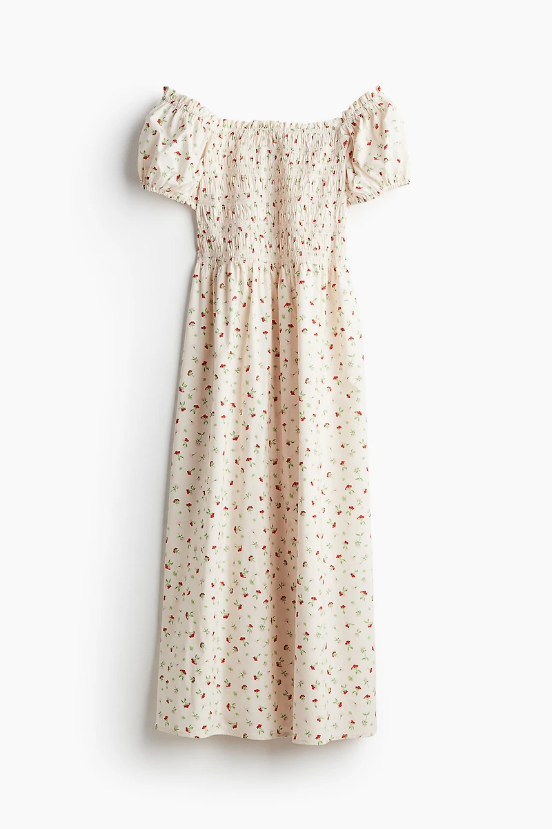 Robe épaules nues en popeline