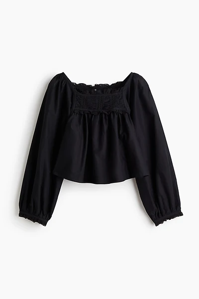 Blouse en coton avec dentelle