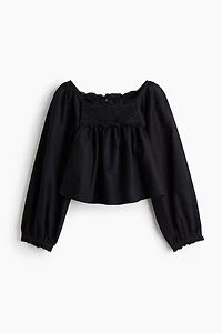 Lace-Trimmed Cotton Blouse