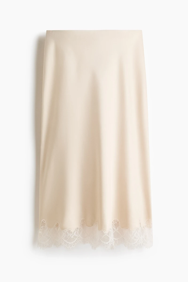 Lace-Trimmed Slip Skirt