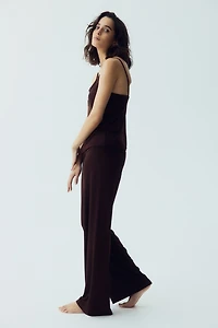 Lace-Trimmed Ribbed Pajamas