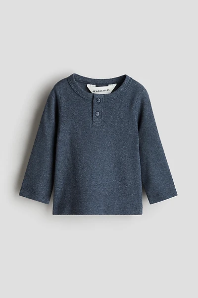 Ribbed Cotton Henley Shirt