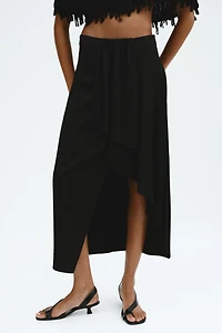 Draped-Panel Asymmetric Skirt