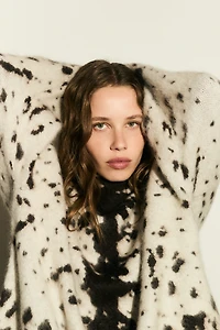 Mohair-Blend Mock Turtleneck Sweater