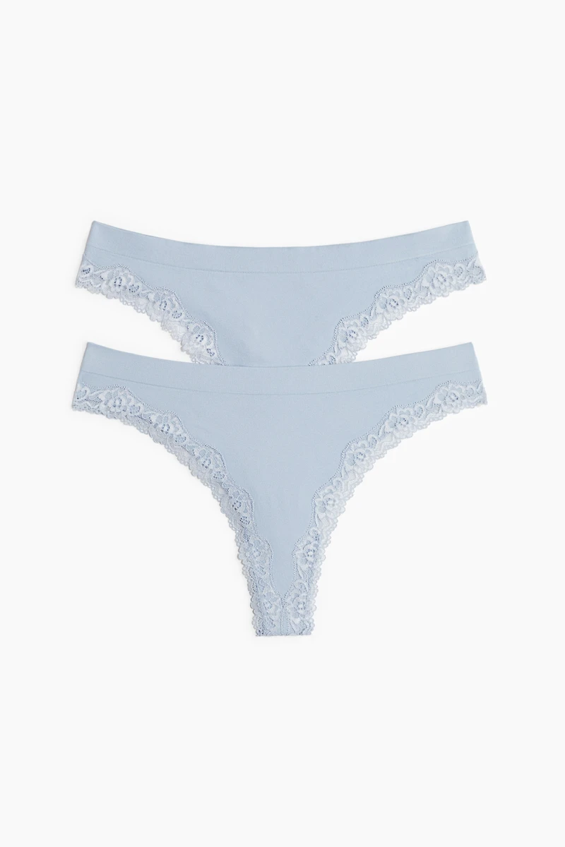 Lot de 2 culottes Thong sans coutures à dentelle