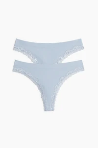 Lot de 2 culottes Thong sans coutures à dentelle