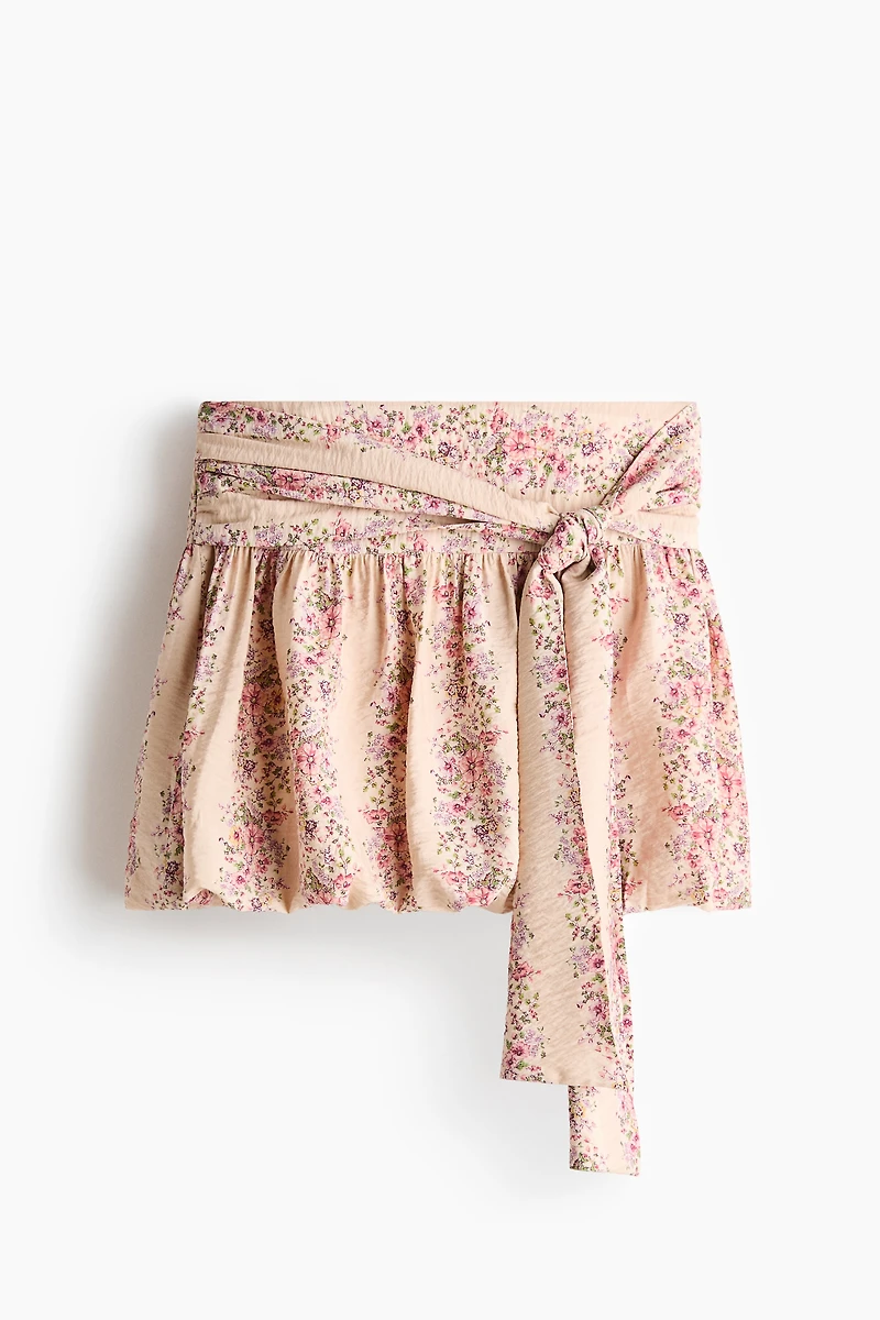Tie-Detail Bubble-Hem Skirt