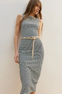 Ribbed Jersey Midi Dress