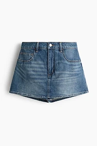 High-Waist Denim Skort