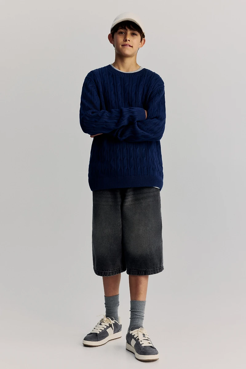 Cable-Knit Cotton Sweater