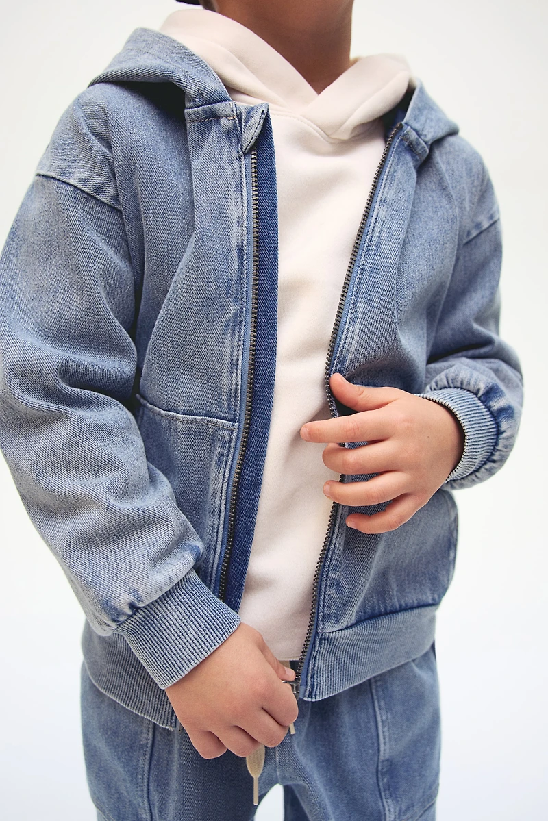 Veste à capuchon glissière en sergé