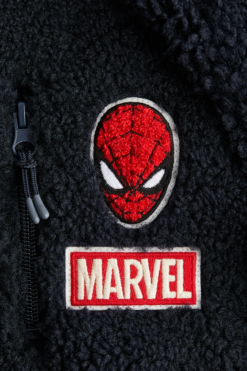 Appliquéd Teddy Fleece Jacket