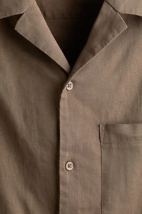 Regular-Fit Short-Sleeved Linen-Blend Shirt