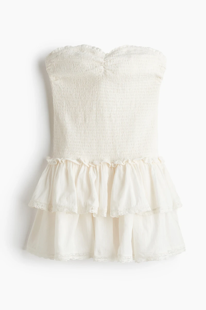 Smocked-Bodice Bandeau Dress