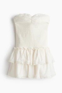Smocked-Bodice Bandeau Dress