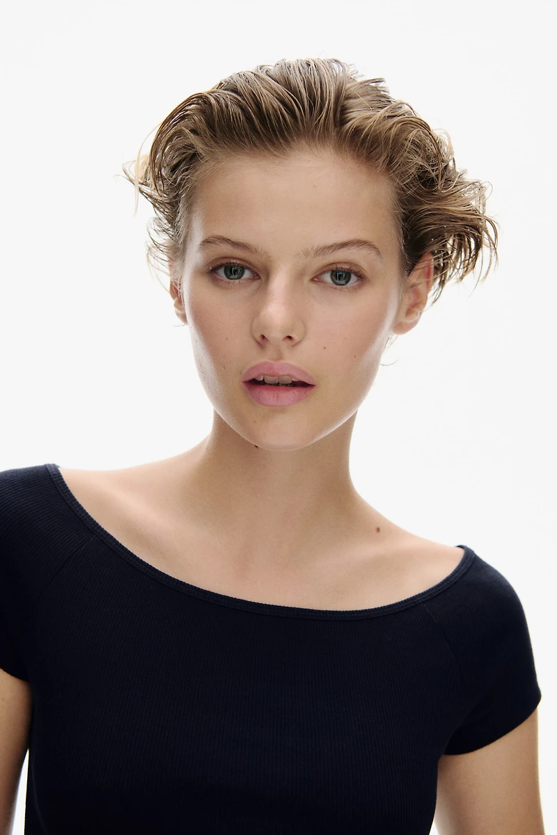 Ribbed Off-the-Shoulder Top