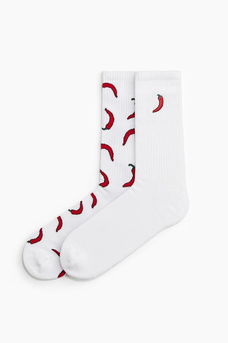 Lot de 2 paires chaussettes avec motif