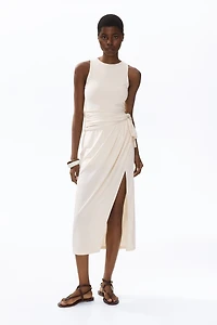 Draped-Panel Jersey Dress