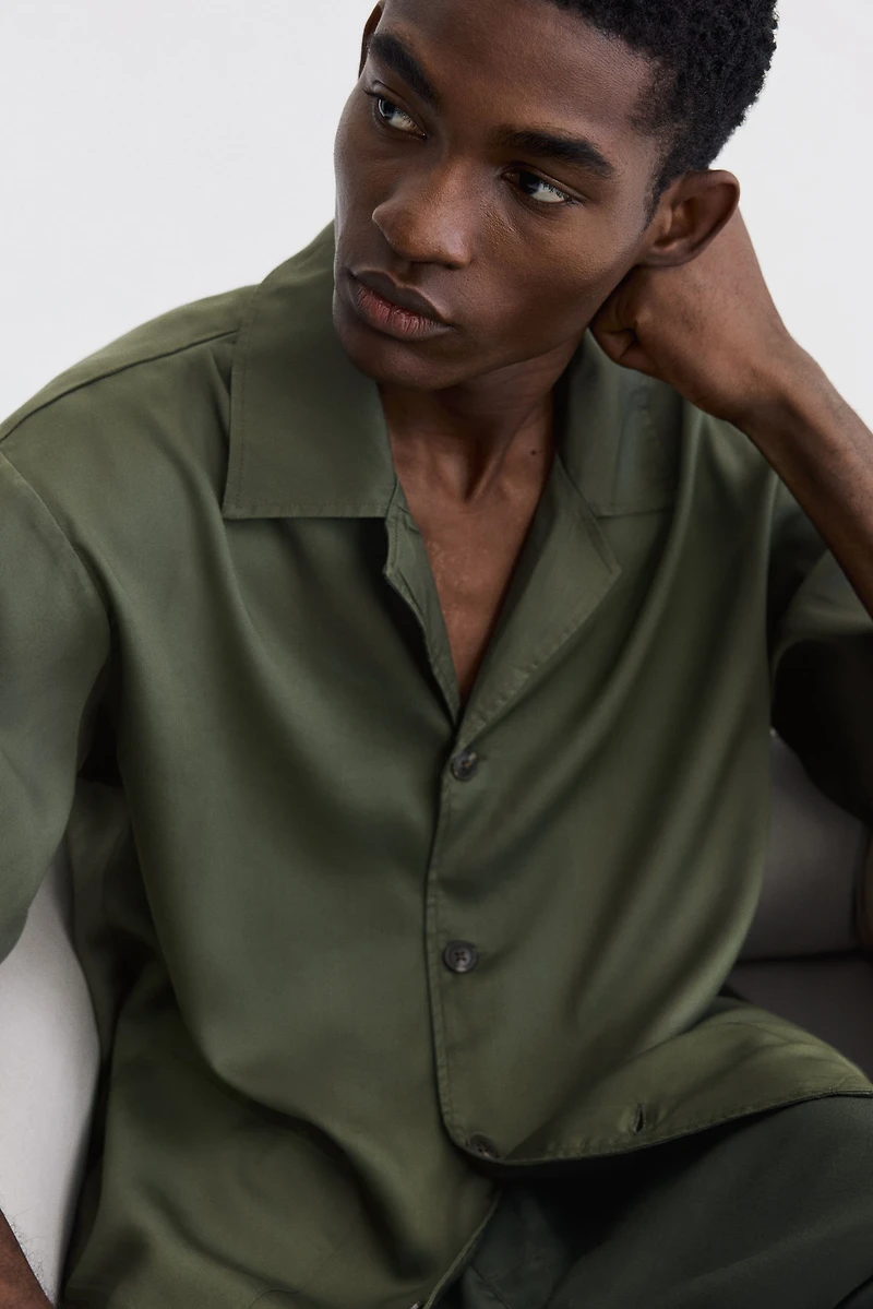 Chemise décontractée à col cubain