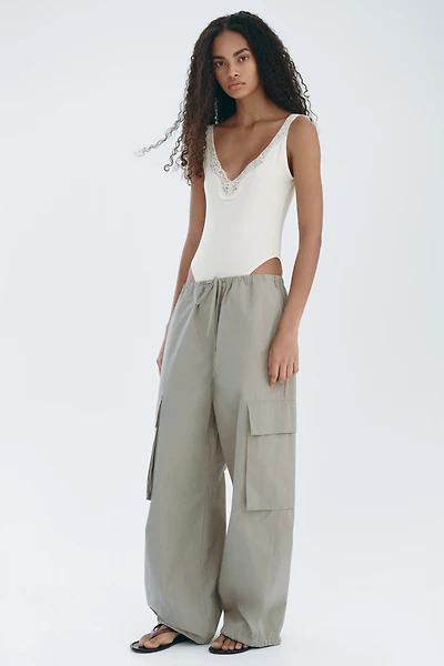 Lace-Trimmed Jersey Bodysuit