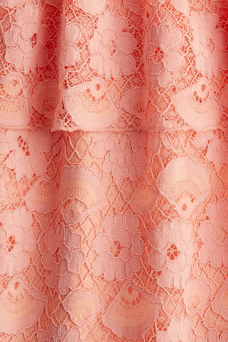 Flounce-Trimmed Lace Dress