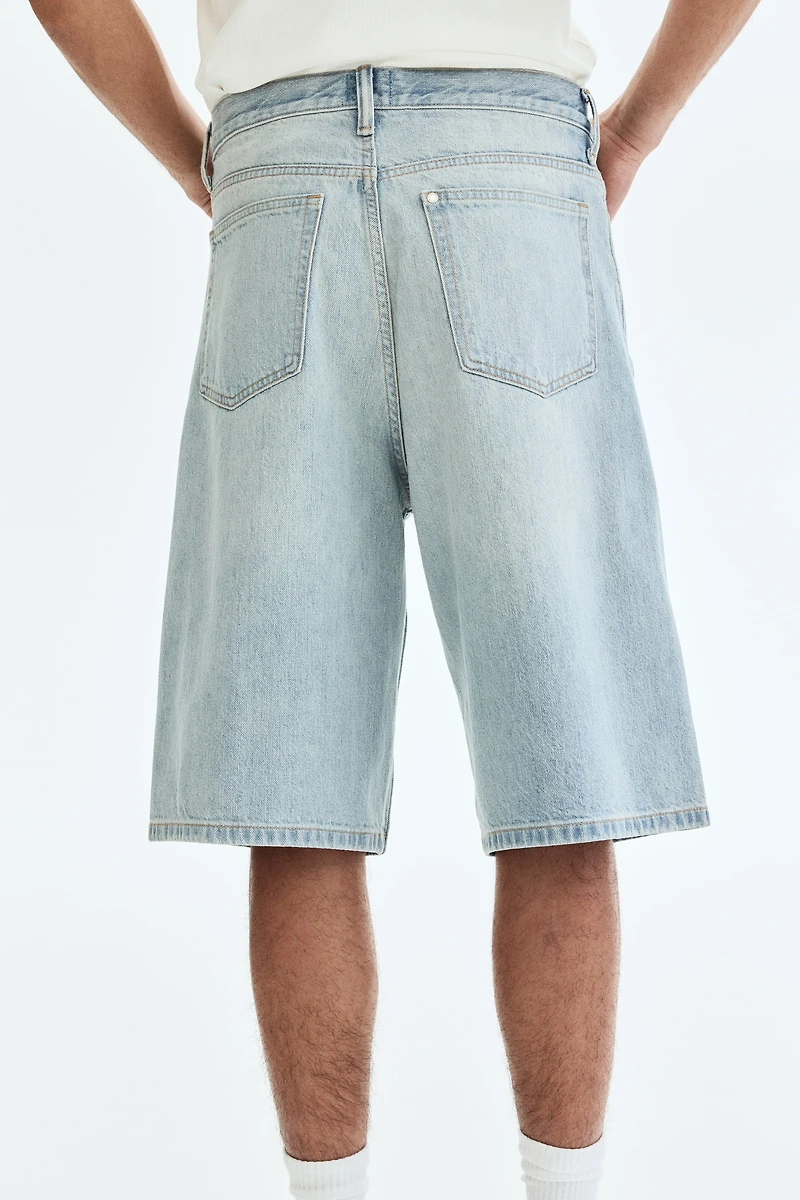 Baggy Twist-Detail Denim Shorts
