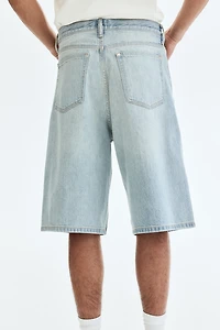 Baggy Twist-Detail Denim Shorts