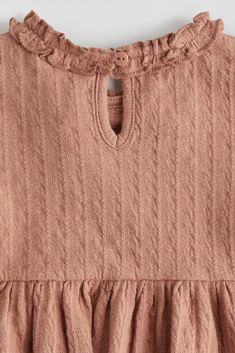 Ruffle-Trimmed Jacquard-Jersey Dress