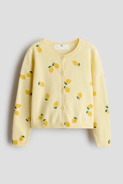 Fine-Knit Printed Cardigan