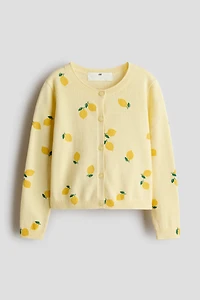 Fine-Knit Printed Cardigan