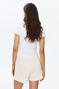 MAMA Pointelle-Knit Drawstring Shorts