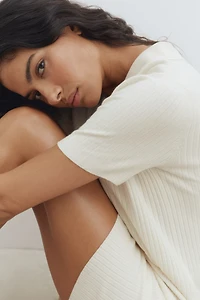 Rib-Knit Dress with Collar